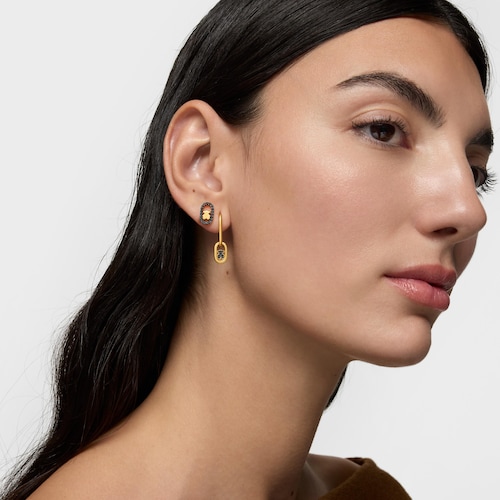 Brincos de argola com revestimento de ouro 18 kt em prata e espinelas Camille