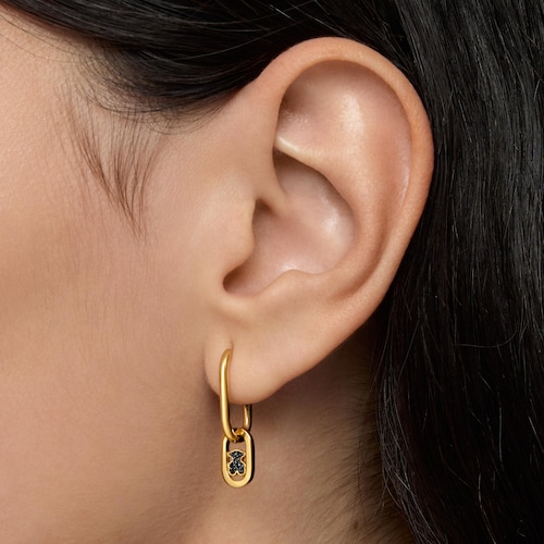 Brincos de argola com revestimento de ouro 18 kt em prata e espinelas Camille