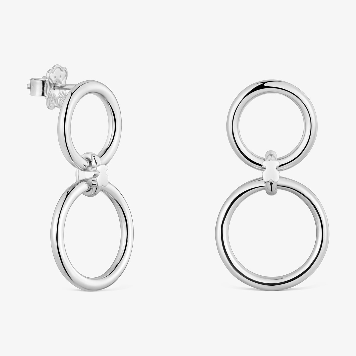 Tous - Pendientes Doble Círculo De Plata Straight - Plateado