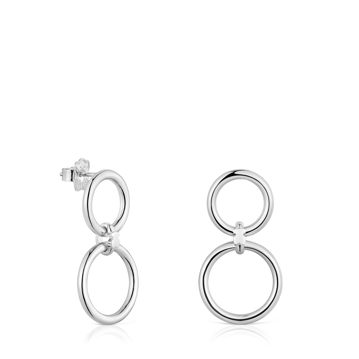 Tous - Pendientes Doble Círculo De Plata Straight - Plateado