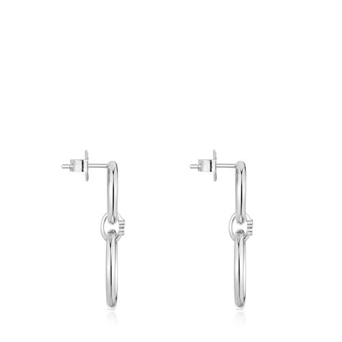 Aretes doble c&iacute;rculo de plata Straight