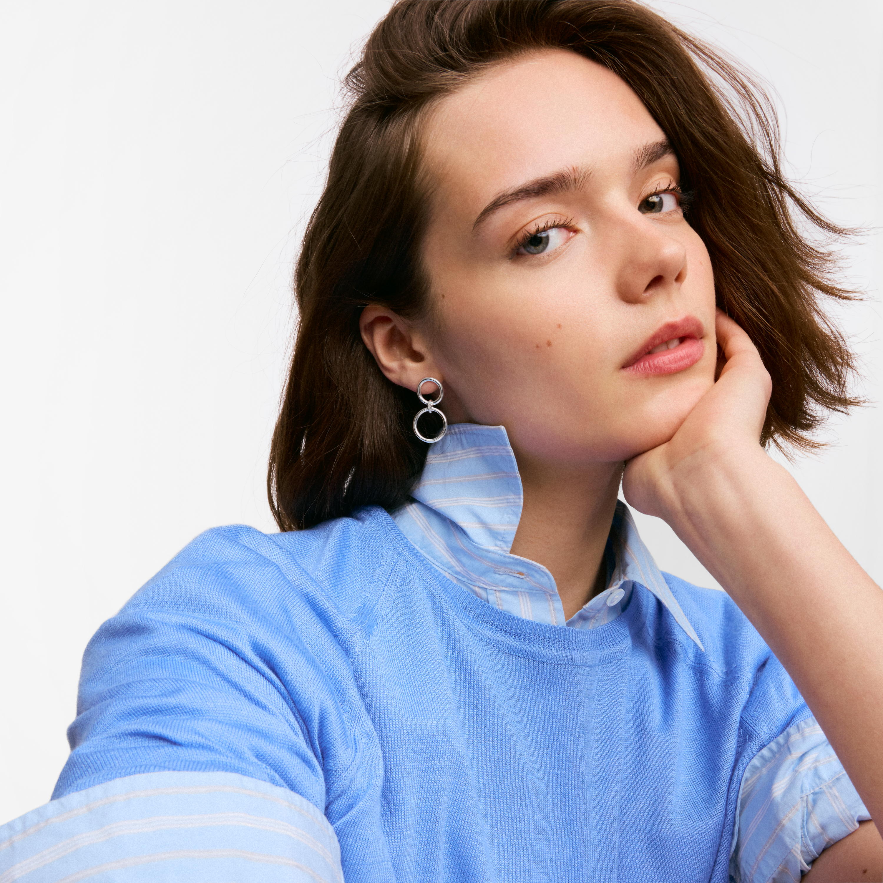 Silver Double circle earrings TOUS Straight