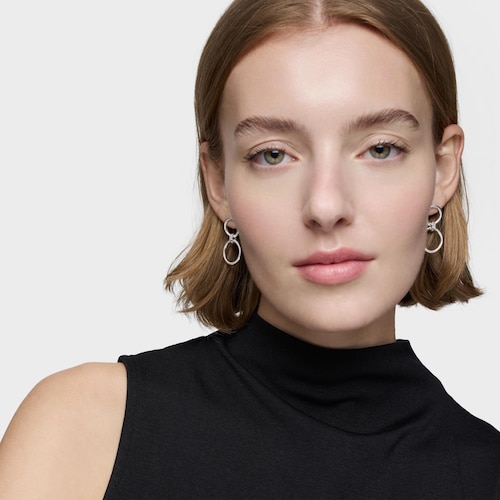 Aretes doble c&iacute;rculo de plata Straight