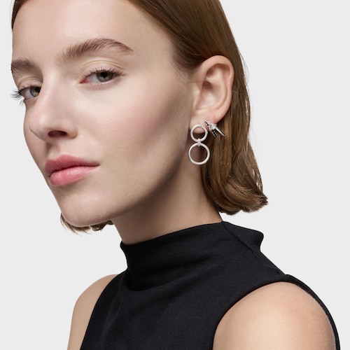 Aretes doble c&iacute;rculo de plata Straight