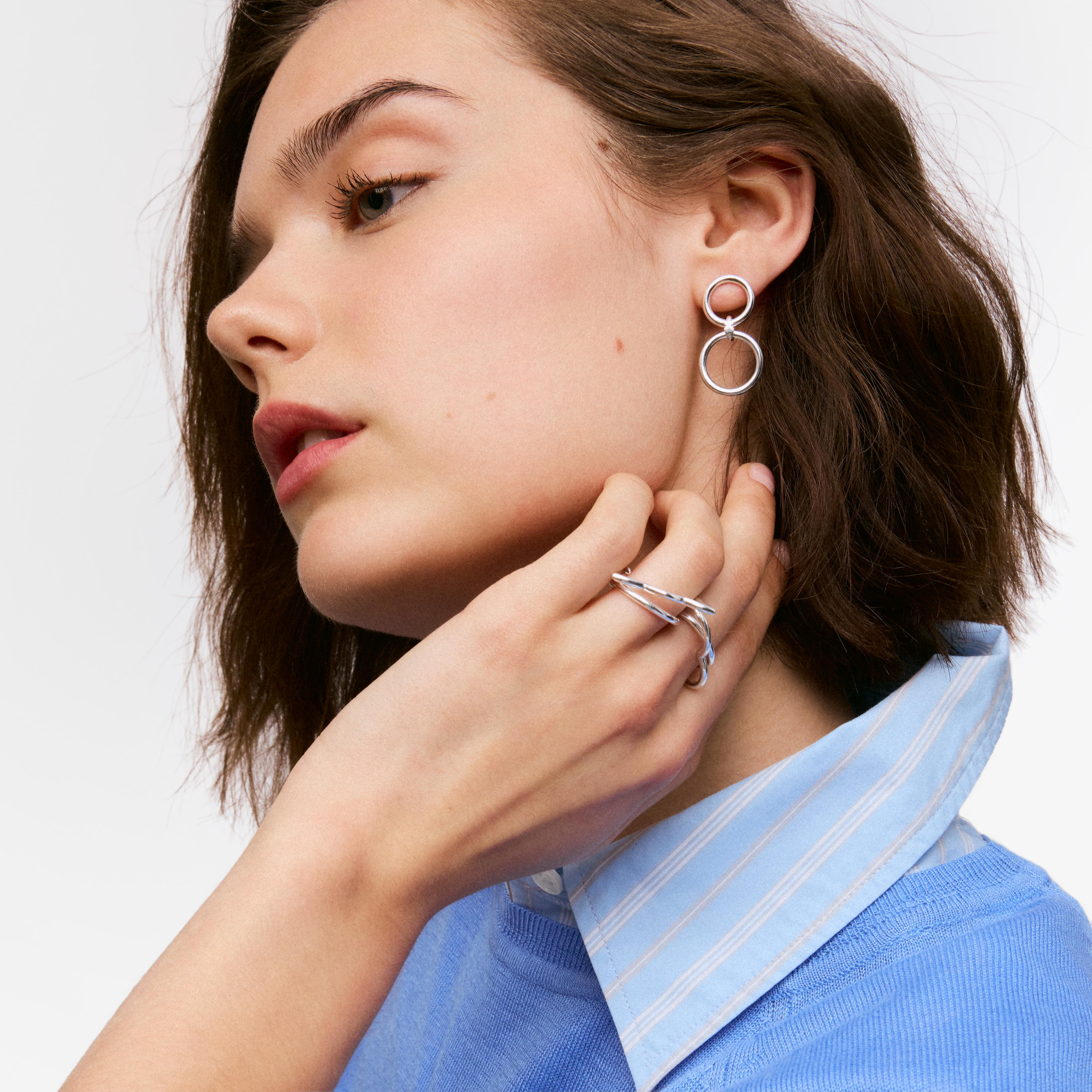 Silver Double circle earrings TOUS Straight
