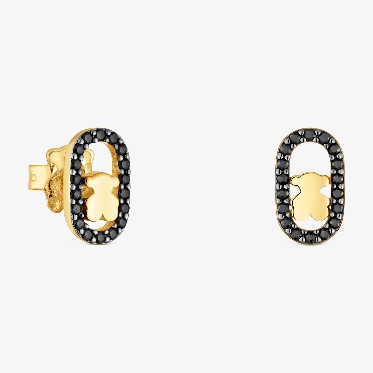 Tous - Pendientes Con Baño De Oro 18 Kt Sobre Plata Y Espinelas Camille - Negro