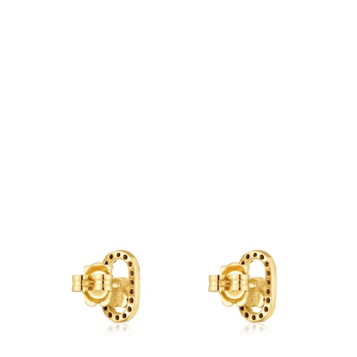 Brincos com banho de ouro 18 kt sobre prata e spinelas Camille