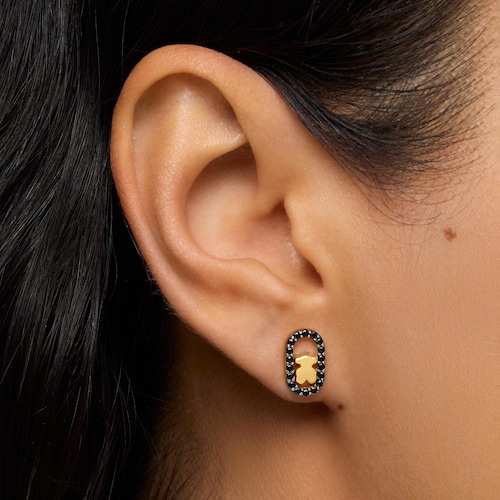 Brincos com banho de ouro 18 kt sobre prata e spinelas Camille