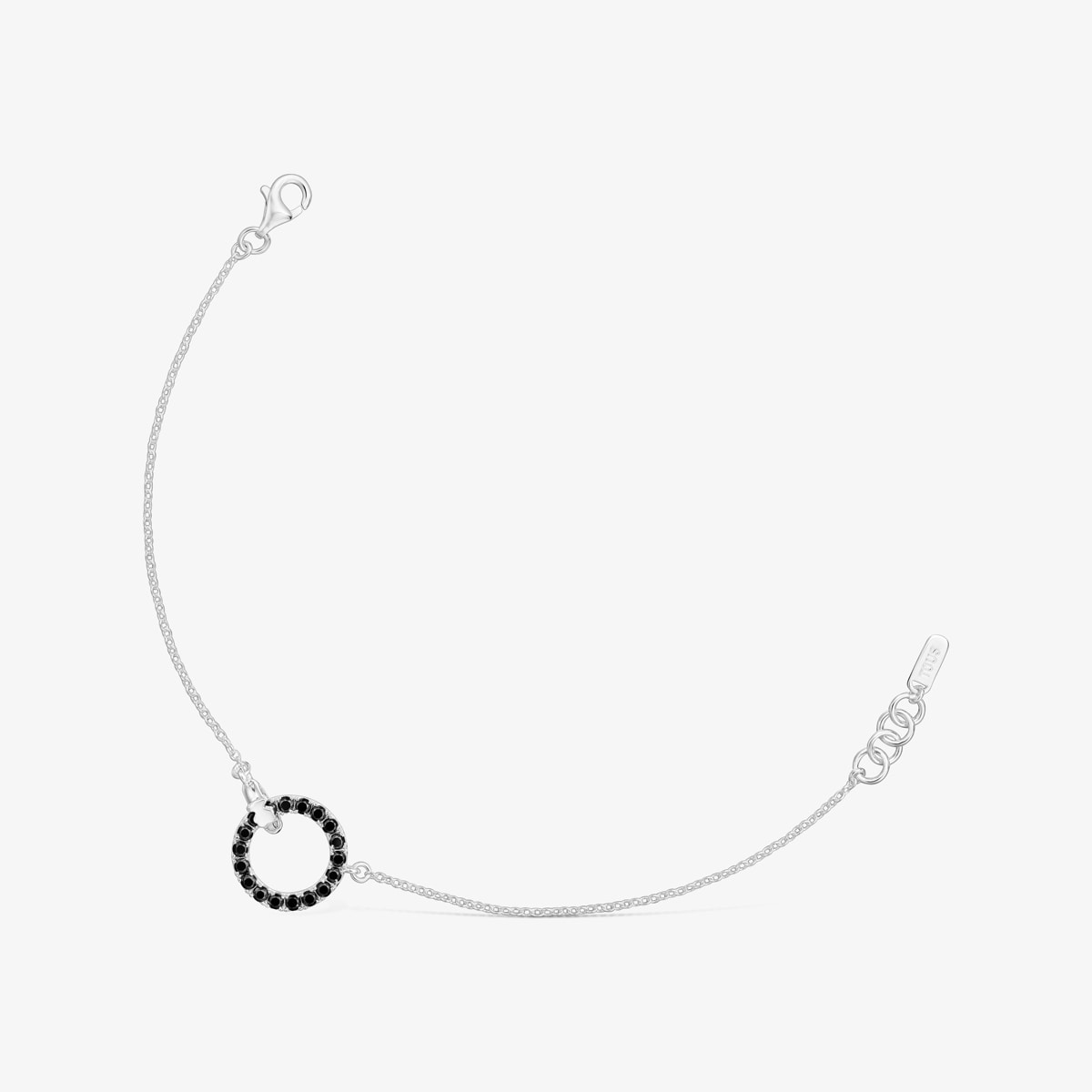 Tous - Pulsera Cadena De Plata Y Espinela Negra Straight - Negro