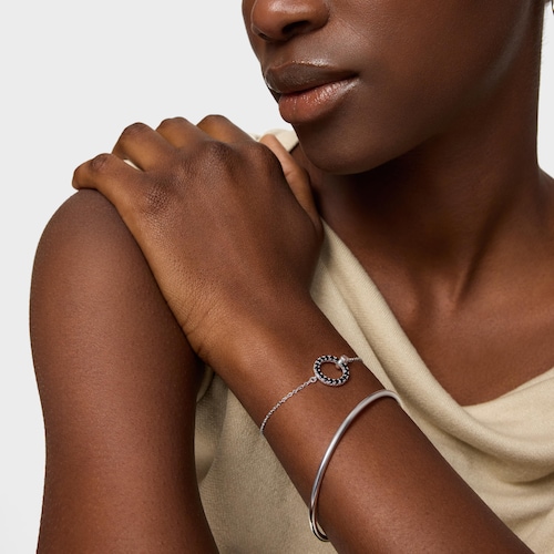 Pulsera cadena de plata y espinela negra Straight