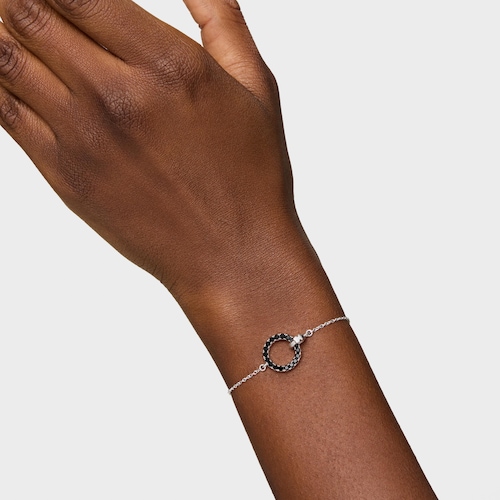 Pulsera cadena de plata y espinela negra Straight