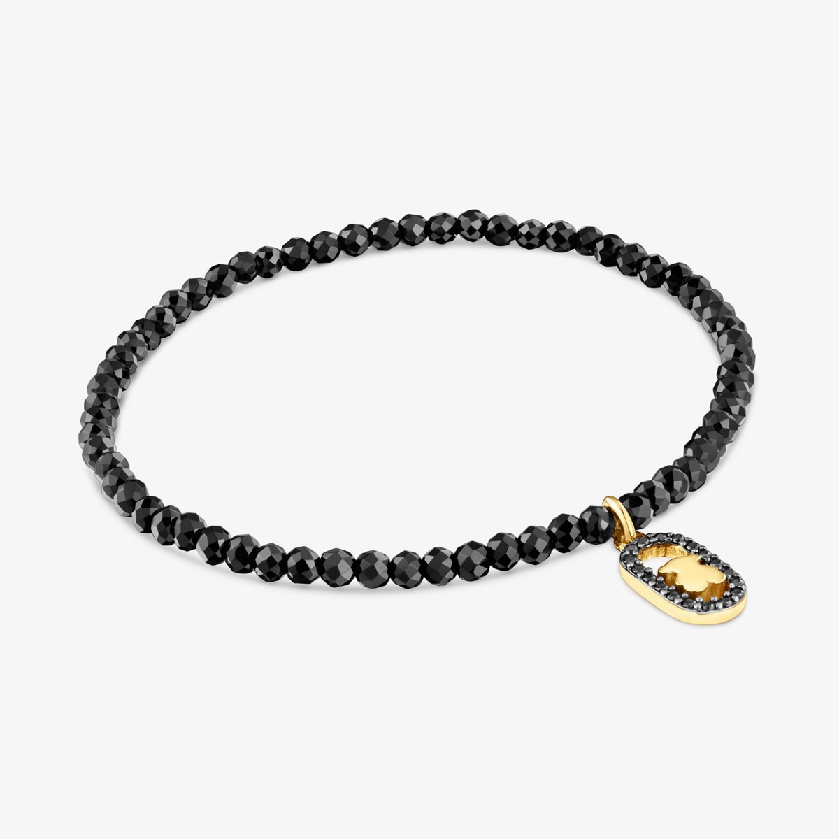 Tous - Pulsera Elástica Con Espinelas Y Baño De Oro 18 Kt Sobre Plata Camille - Negro