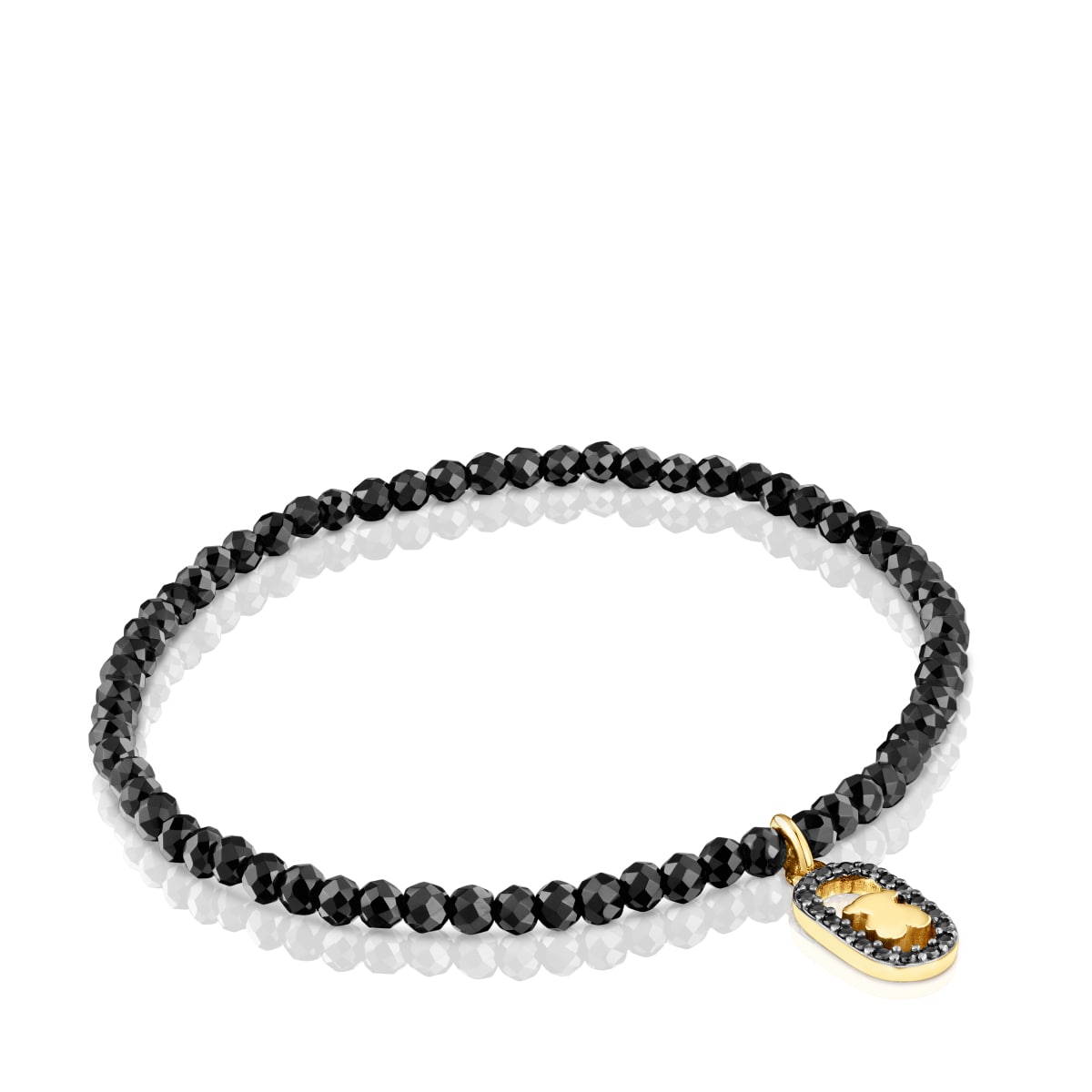 Tous - Pulsera Elástica Con Espinelas Y Baño De Oro 18 Kt Sobre Plata Camille - Negro