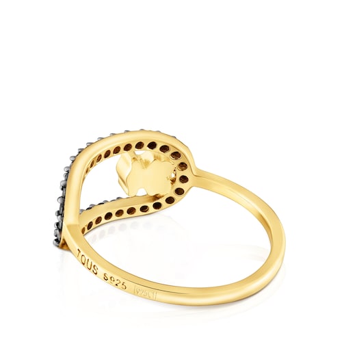 Anel com banho de ouro 18 kt sobre prata e spinelas Camille