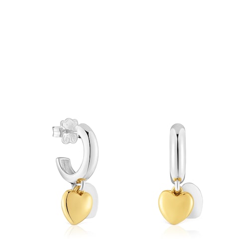 Two-tone Hoop earrings with double-heart motif TOUS Flechazo