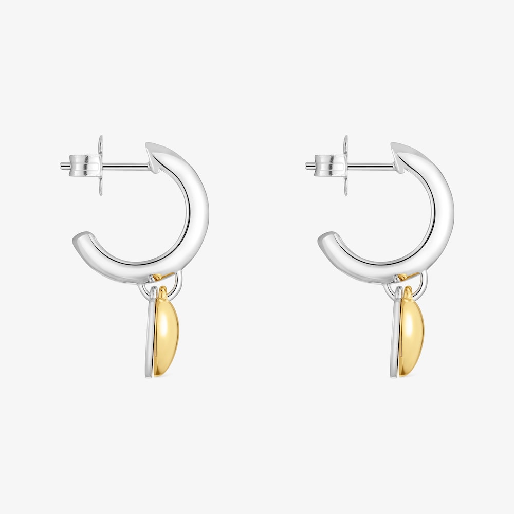 Boucles d&rsquo;oreilles anneaux bicolores avec motif double c&oelig;ur TOUS Flechazo