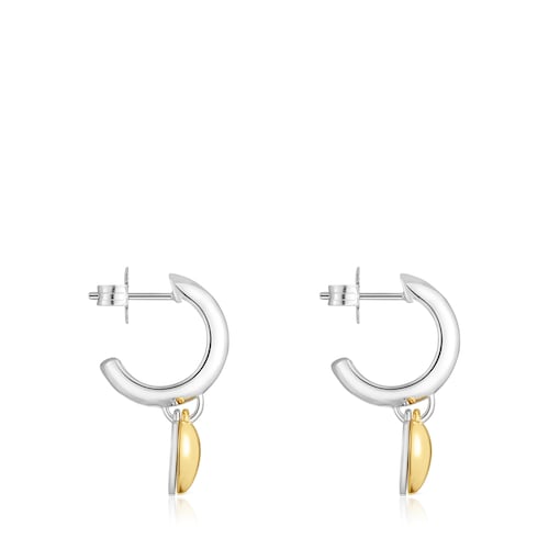 Two-tone Hoop earrings with double-heart motif TOUS Flechazo