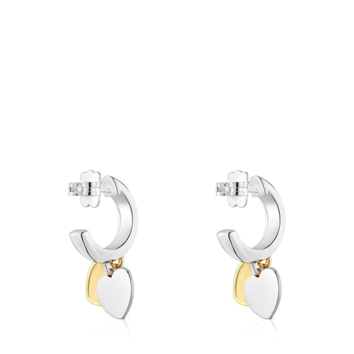 Two-tone Hoop earrings with double-heart motif TOUS Flechazo