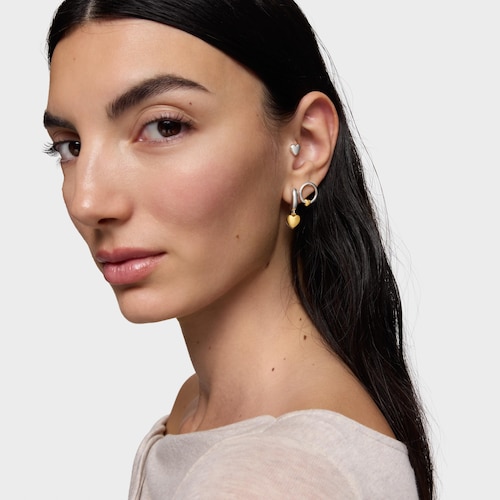 Two-tone Hoop earrings with double-heart motif TOUS Flechazo