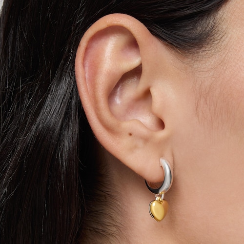 Two-tone Hoop earrings with double-heart motif TOUS Flechazo