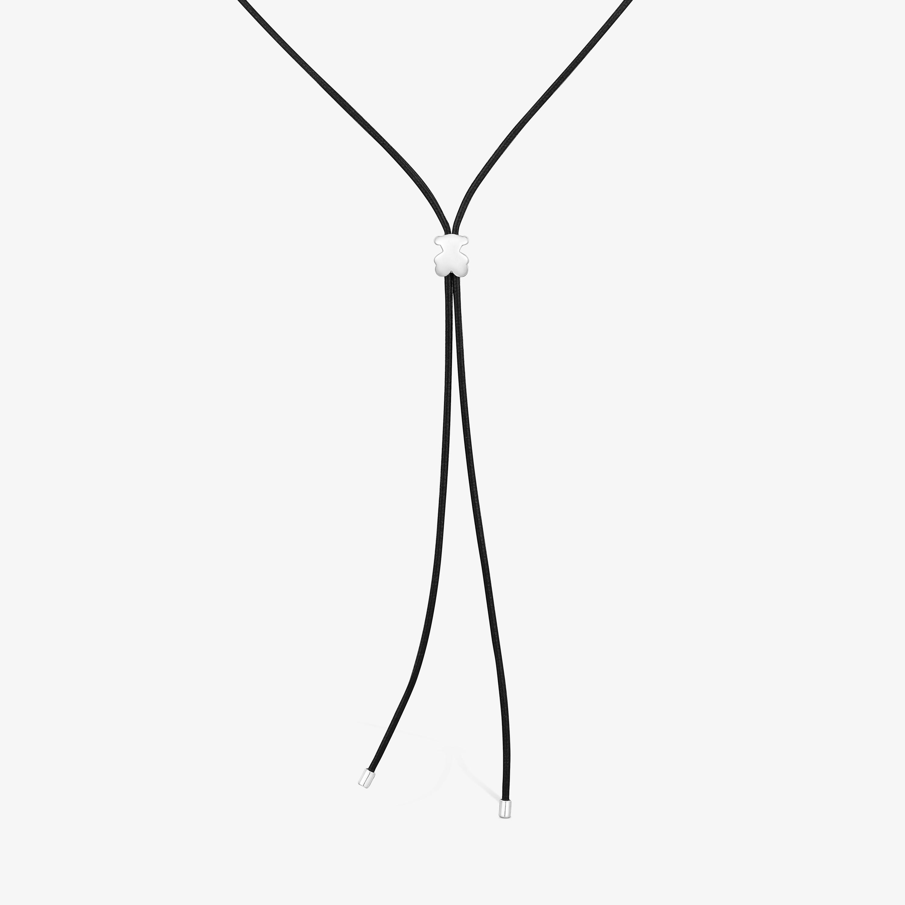 Long rubber Necklace with 12 mm silver bear TOUS Bold Motif