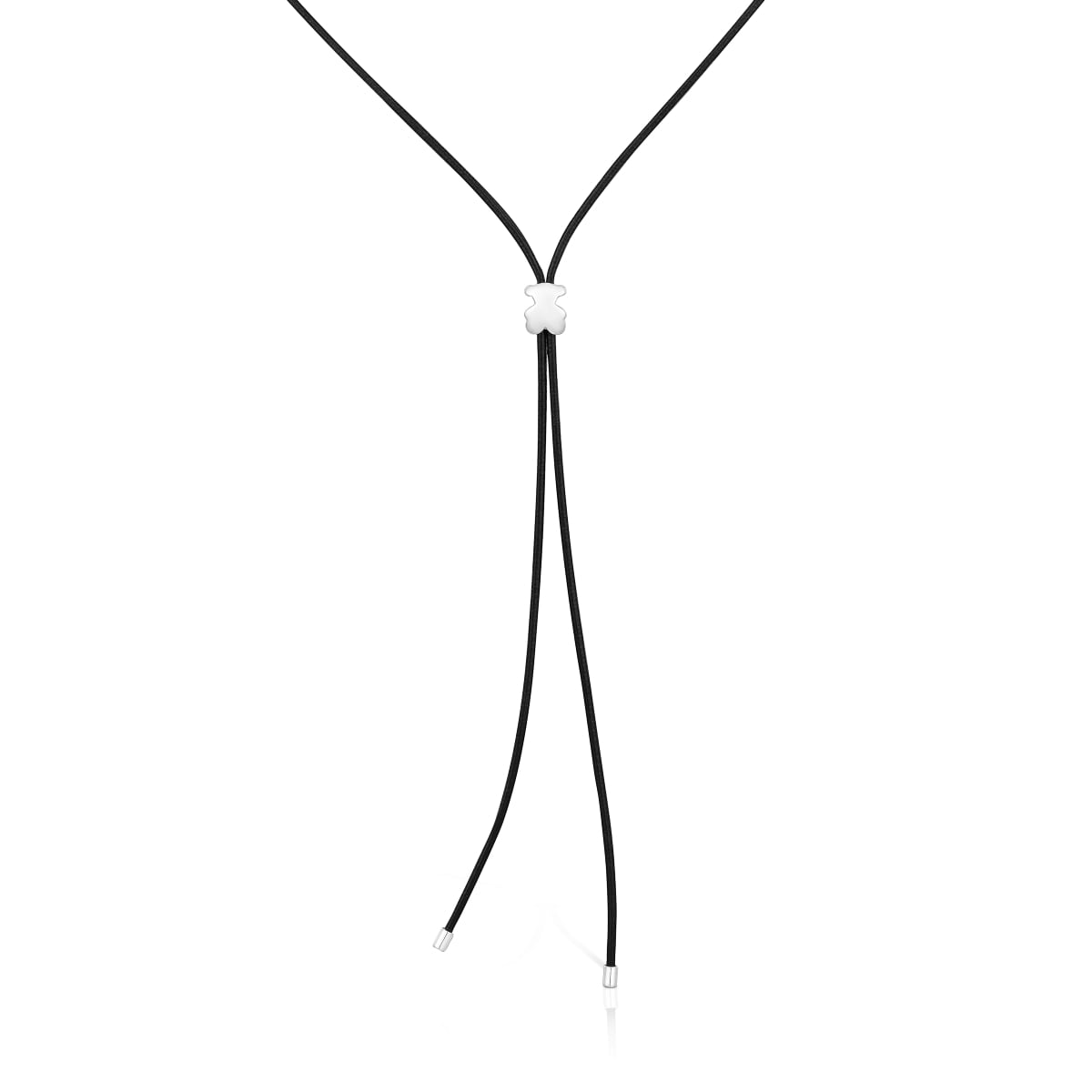 Tous - Collar Largo De Caucho Y Oso De Plata 12 Mm Bold Motif - Negro