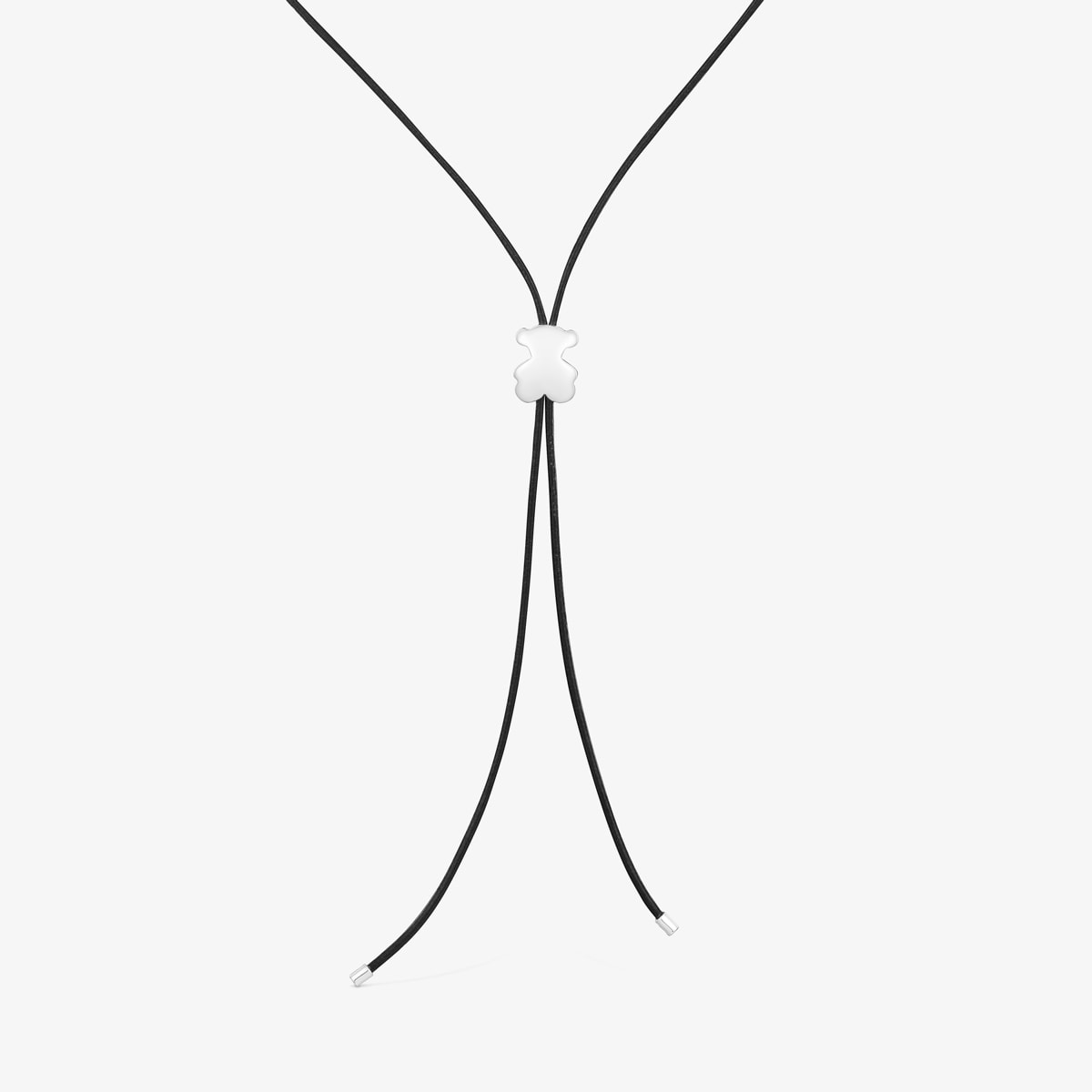 Tous - Collar Largo De Caucho Y Oso De Plata 18 Mm Bold Motif - Negro