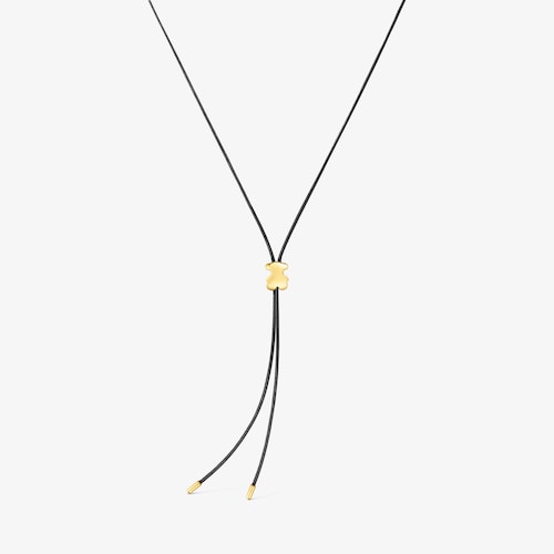 Long 14K solid gold and rubber Necklace with bear TOUS Bold Motif