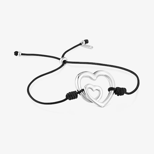 Bracelet silhouette en argent et nylon noir TOUS Flechazo