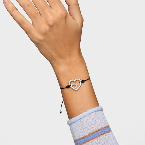 Bracelet silhouette en argent et nylon noir TOUS Flechazo