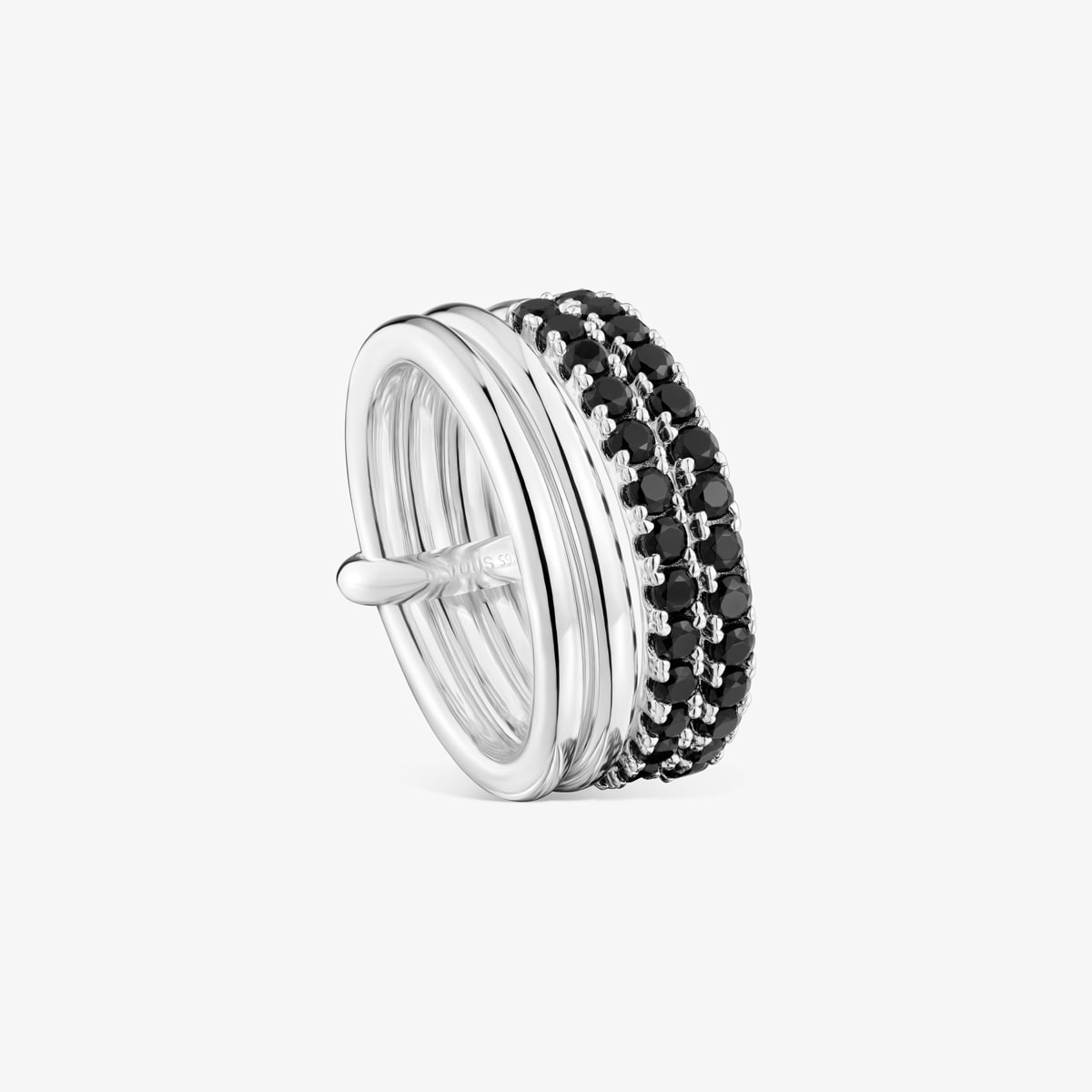 Tous - Anillo De Plata Y Espinela Negra Straight Talla 10