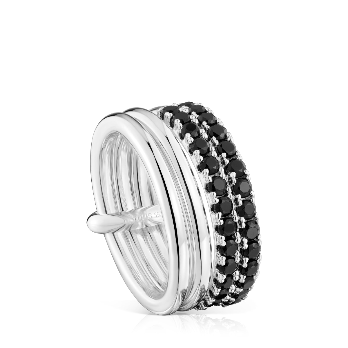 Tous - Anillo De Plata Y Espinela Negra Straight Talla 10