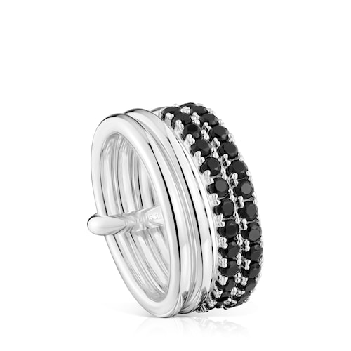 Ring aus Silber mit schwarzem Spinell TOUS Straight