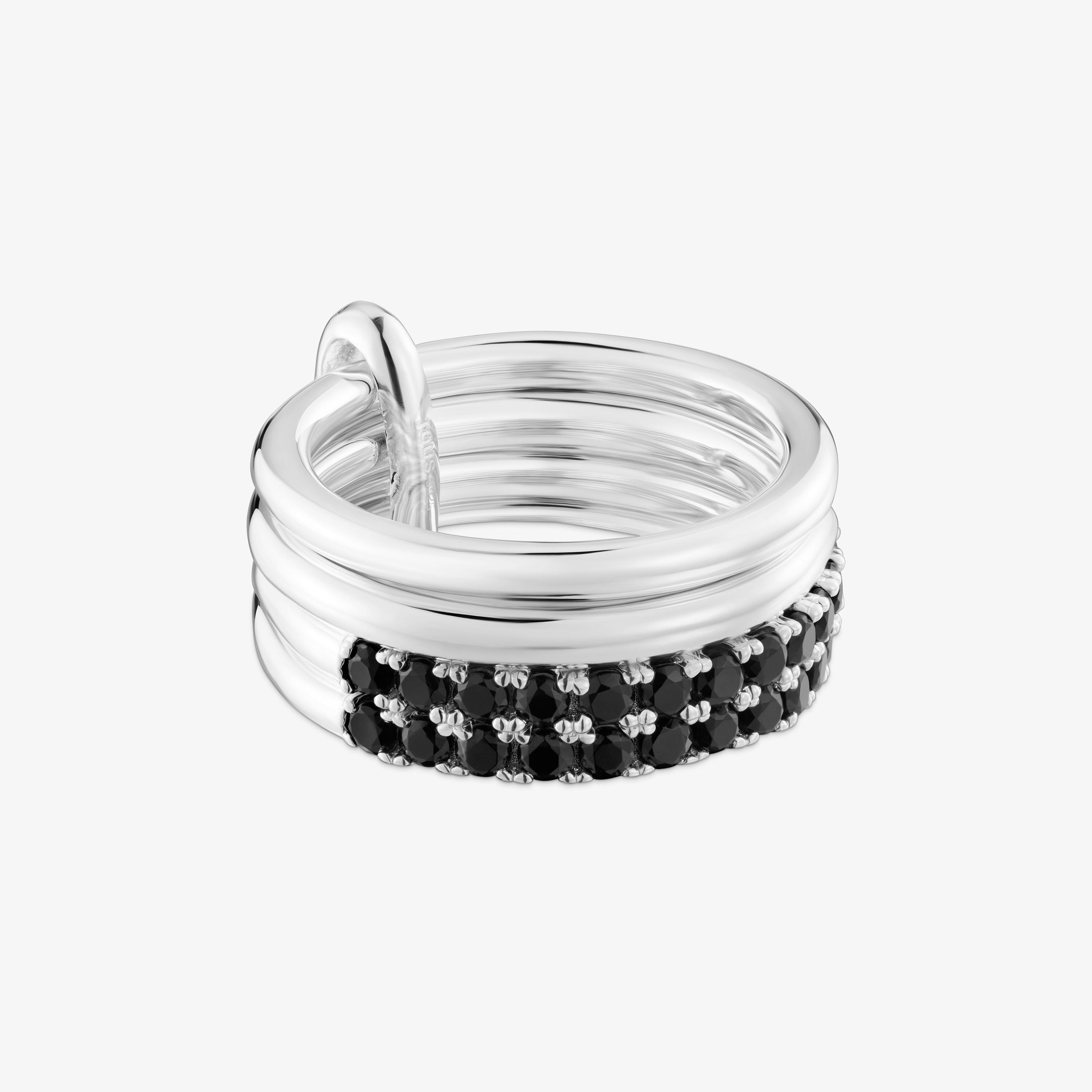 Silver Ring with black spinel TOUS Straight