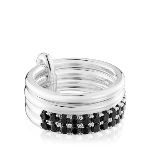 Ring aus Silber mit schwarzem Spinell TOUS Straight