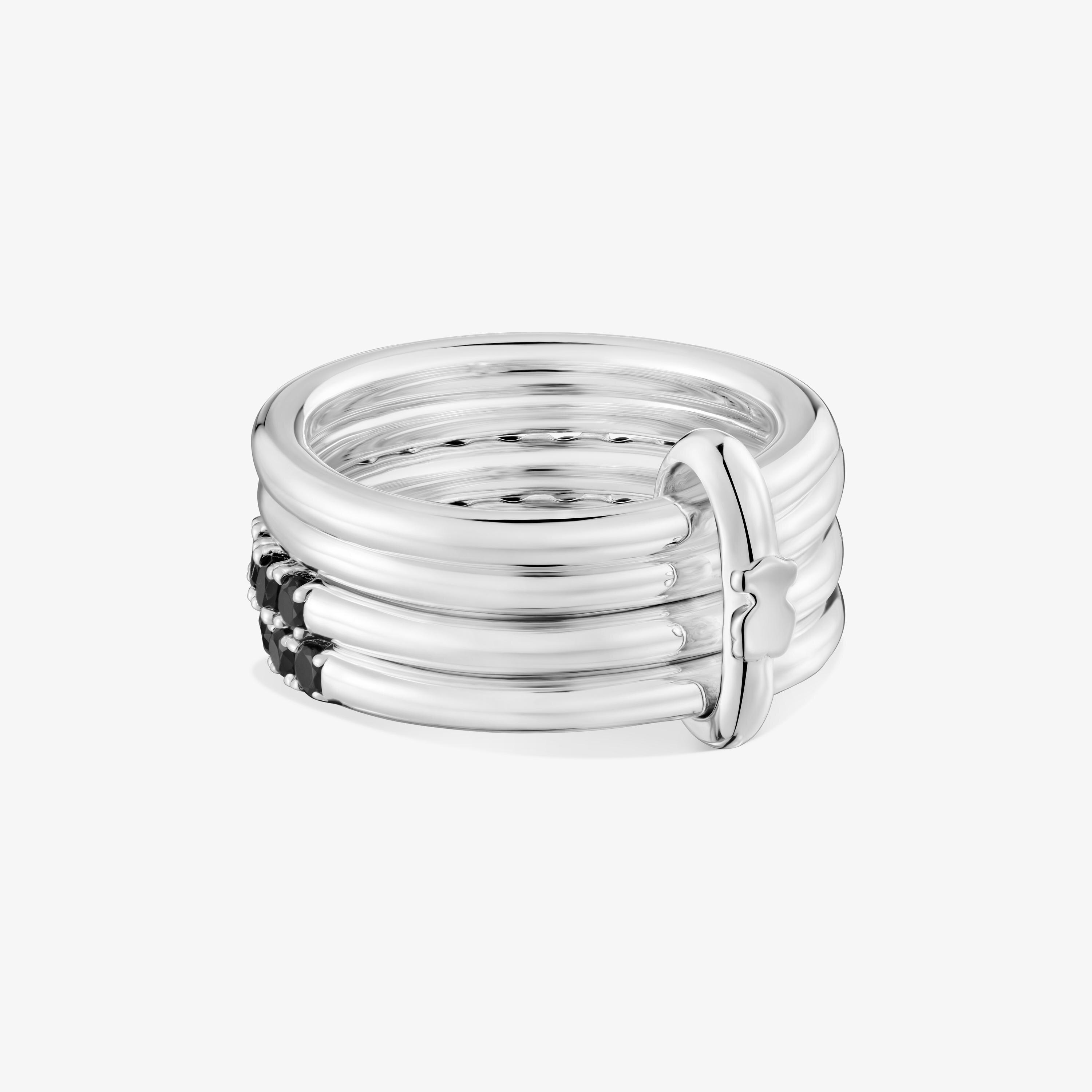 Silver Ring with black spinel TOUS Straight