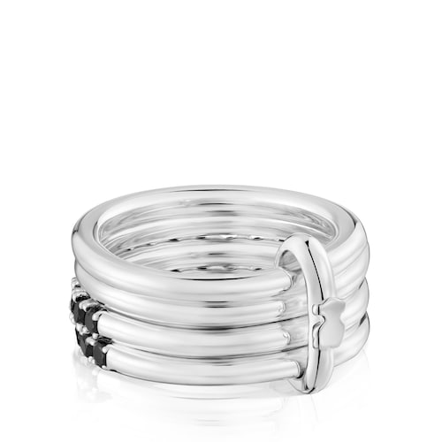 Ring aus Silber mit schwarzem Spinell TOUS Straight