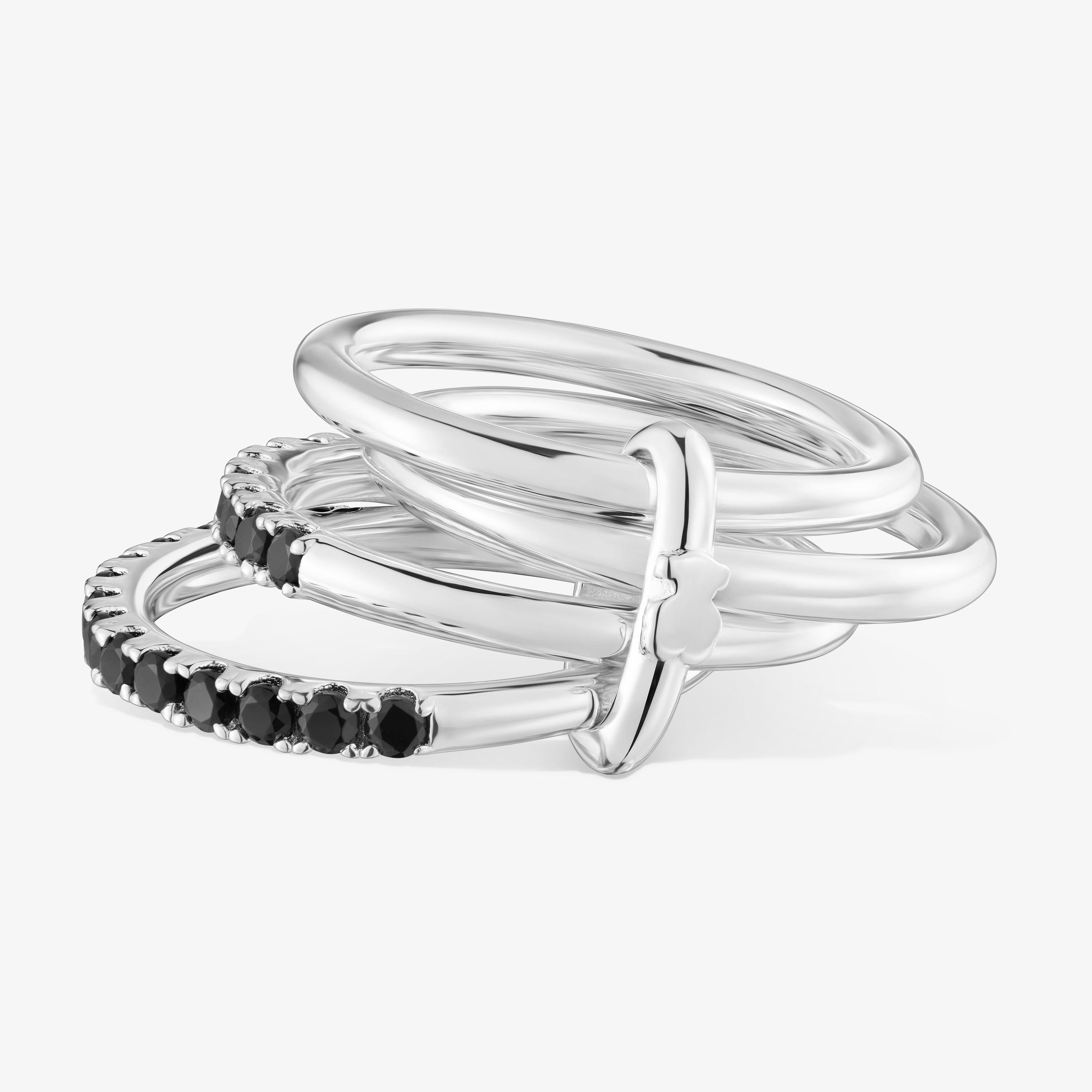 Silver Ring with black spinel TOUS Straight