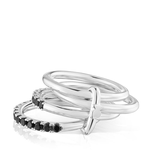 Ring aus Silber mit schwarzem Spinell TOUS Straight