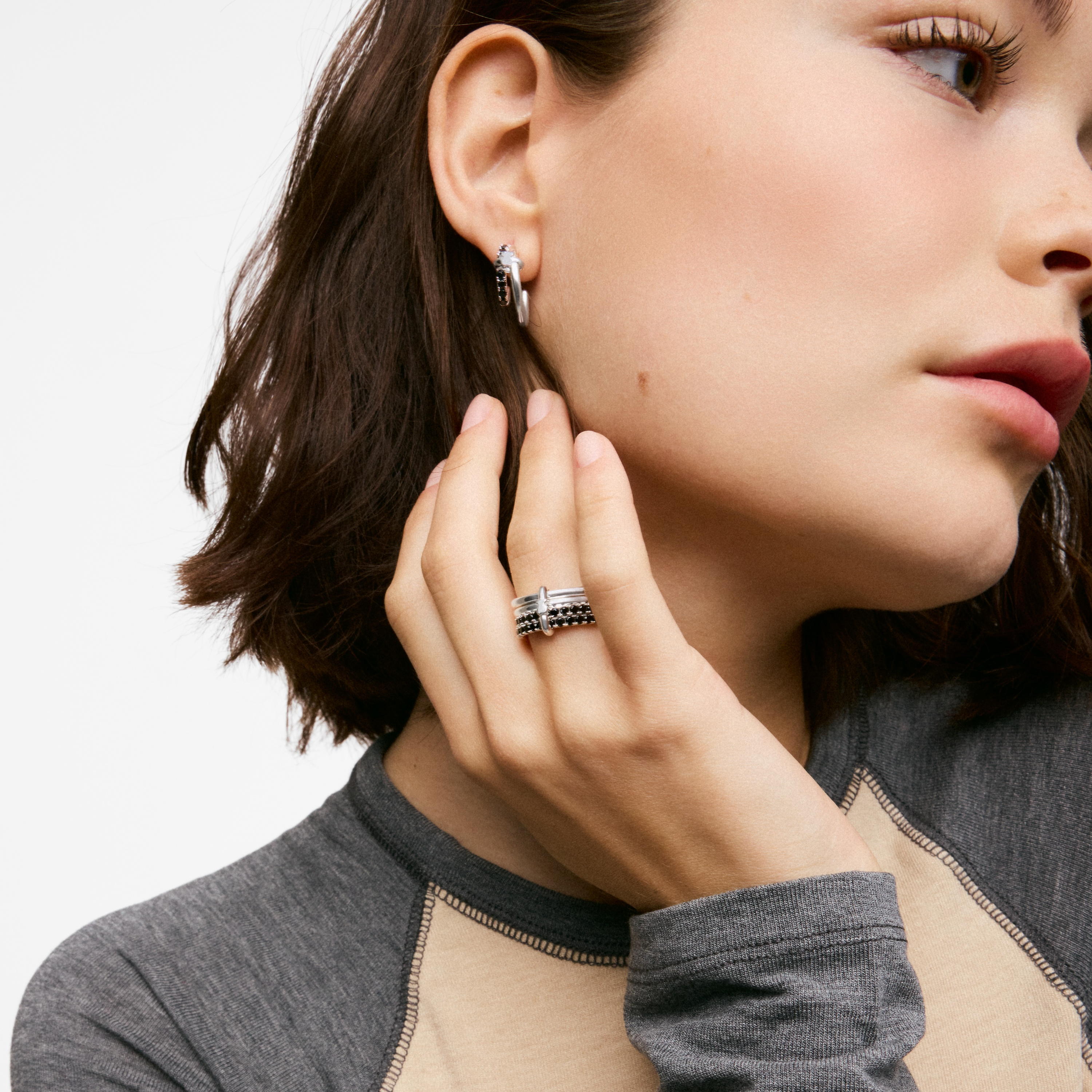 Silver Ring with black spinel TOUS Straight