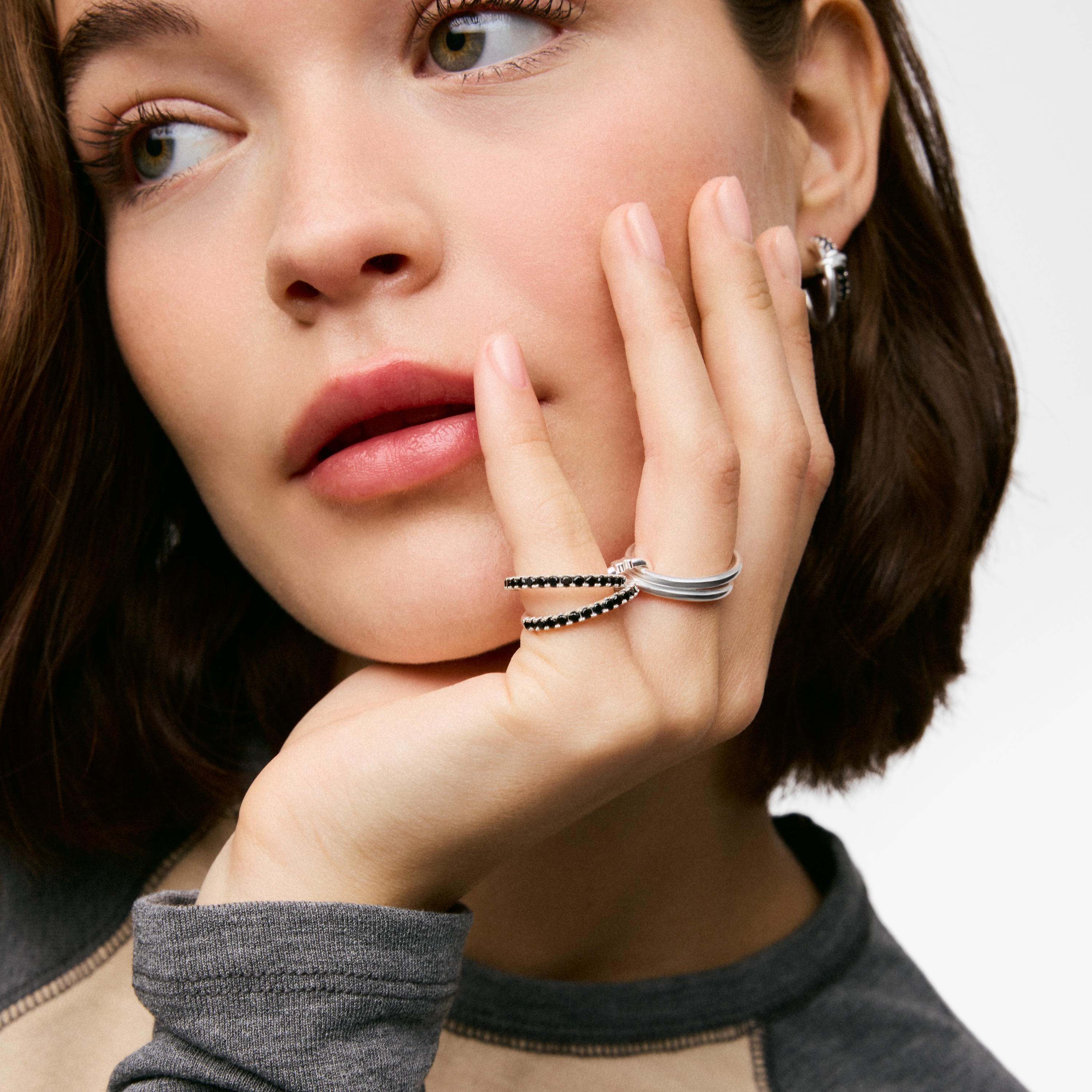 Silver Ring with black spinel TOUS Straight