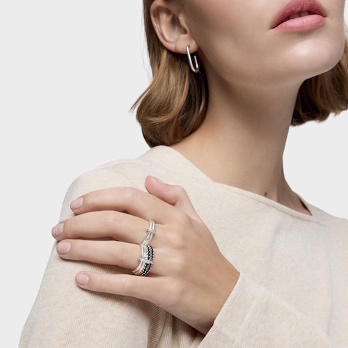 Ring aus Silber mit schwarzem Spinell TOUS Straight