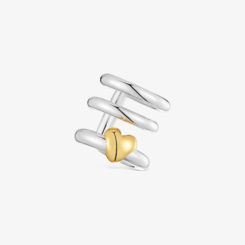 Earcuff triple anneau bicolore motif c&oelig;ur TOUS Flechazo