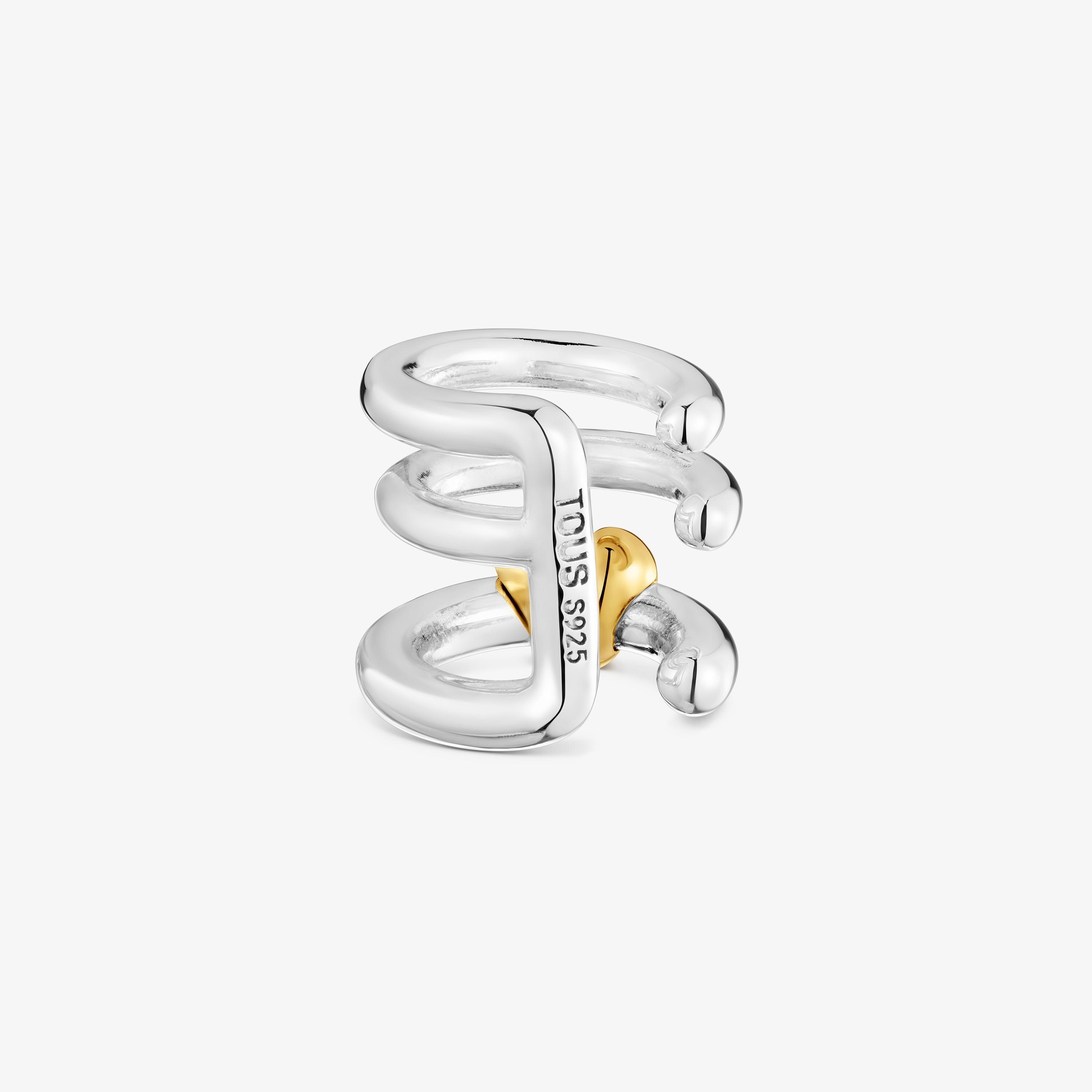 Two-tone heart-motif Triple hoop earcuff TOUS Flechazo
