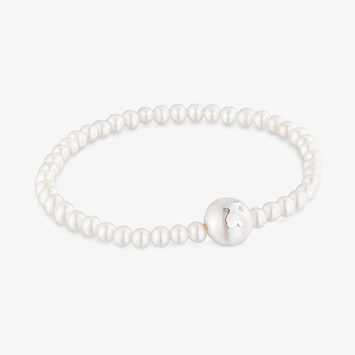 Tous - Pulsera Elástica De Plata Y Perlas Cultivadas Icon Pearl - Blanco