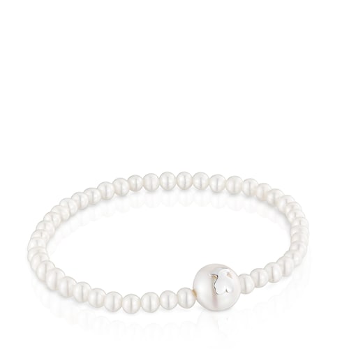 Pulsera elástica de plata y perlas cultivadas Icon Pearl