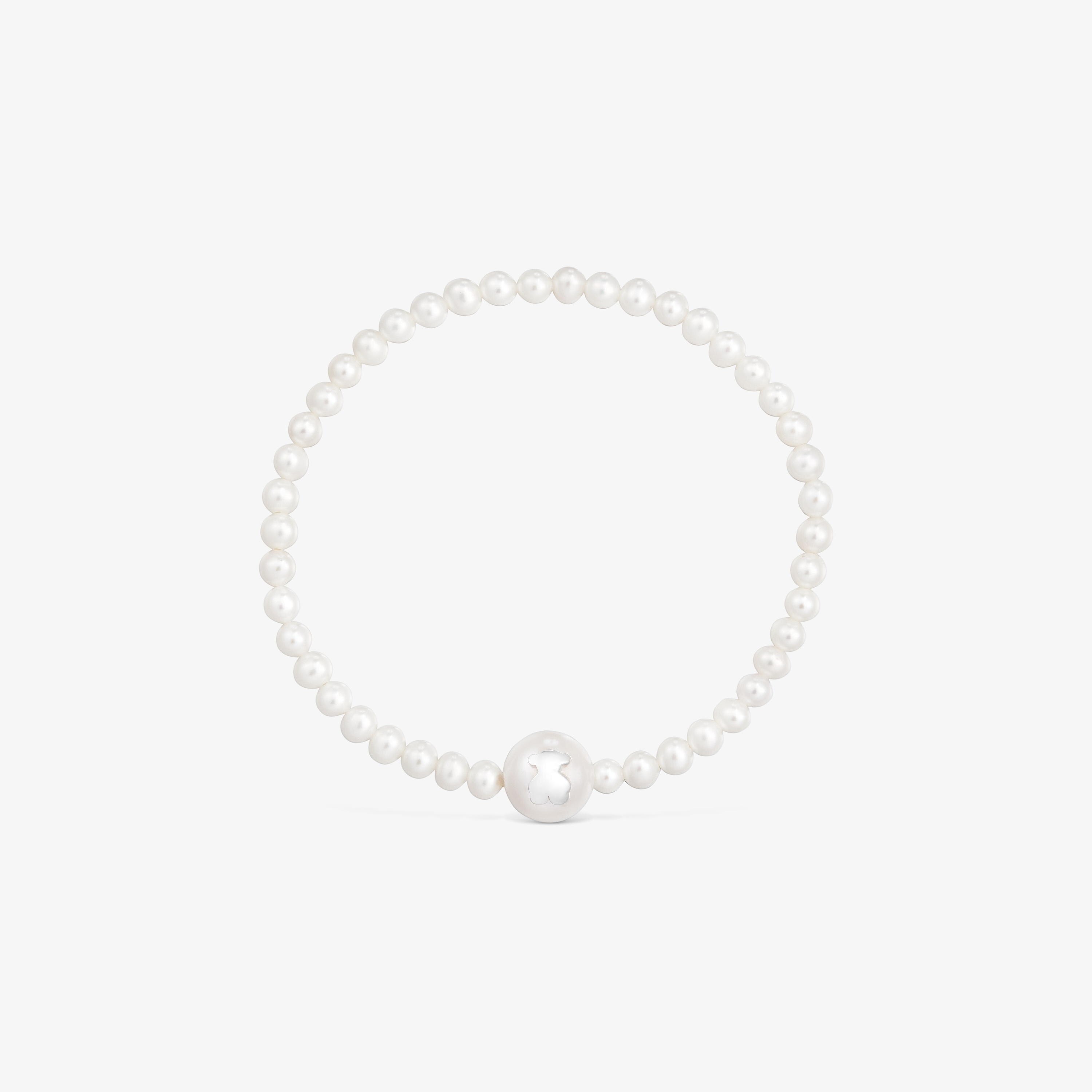 Silver and cultured pearl Elastic bracelet TOUS Icon Pearl