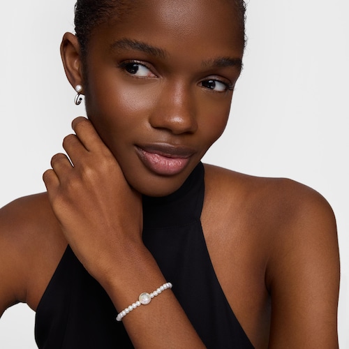 Pulsera elástica de plata y perlas cultivadas Icon Pearl