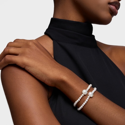 Pulsera elástica de plata y perlas cultivadas Icon Pearl