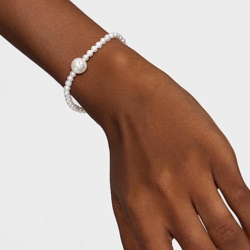 Pulsera elástica de plata y perlas cultivadas Icon Pearl